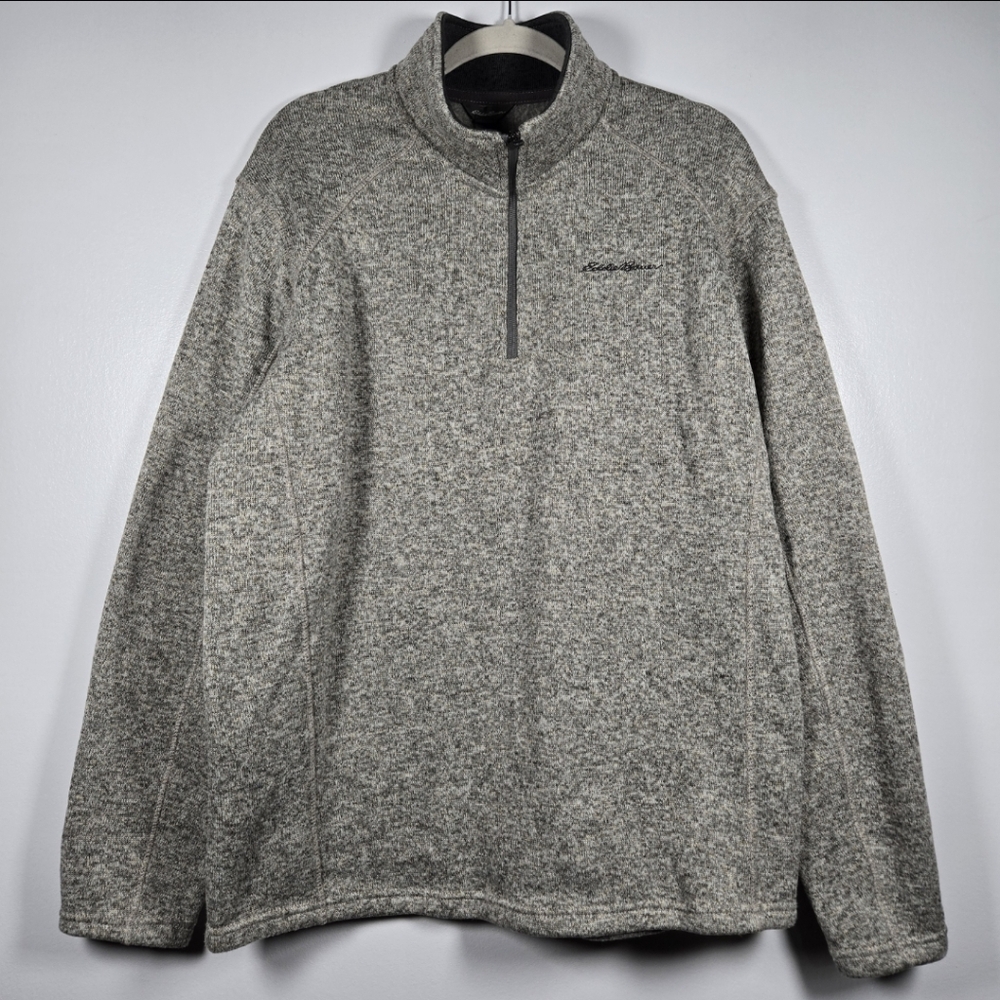Eddie Bauer Radiator Fleece Marled Barley Heather 1/4 Zip Pullover Sweater XL